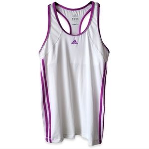 ADIDAS Climalite Racerback White and Purple Sports Tank Top Size M